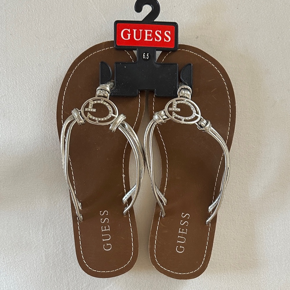 Guess Women's Silver and Brown Sandals